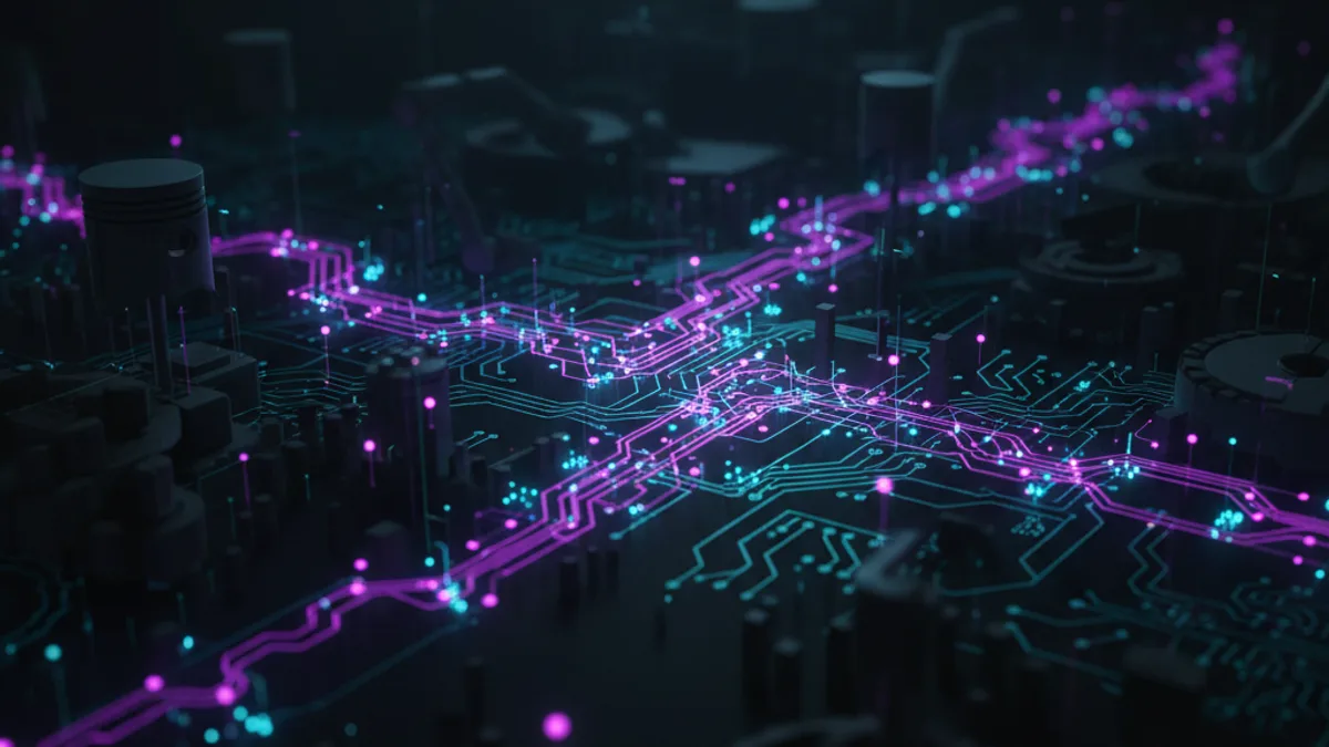 Abstract dark visualisation representing AI in Manufacturing in Northern Ireland
