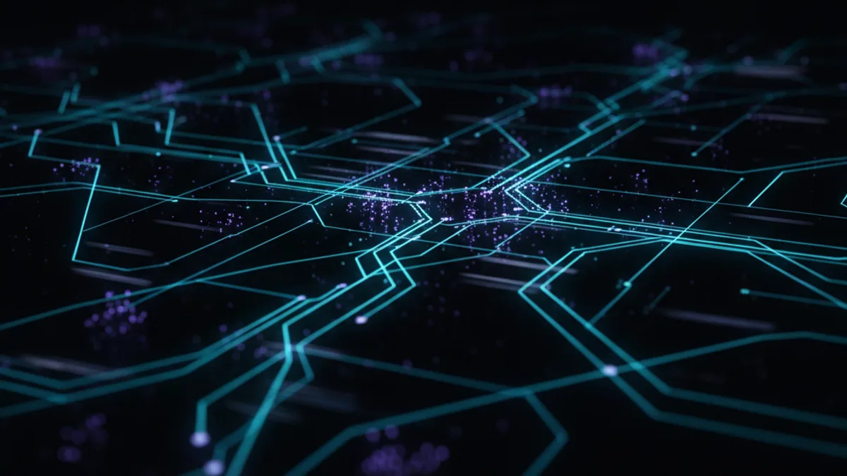 Abstract dark visualisation representing AI in Logistics and Freight in Northern Ireland