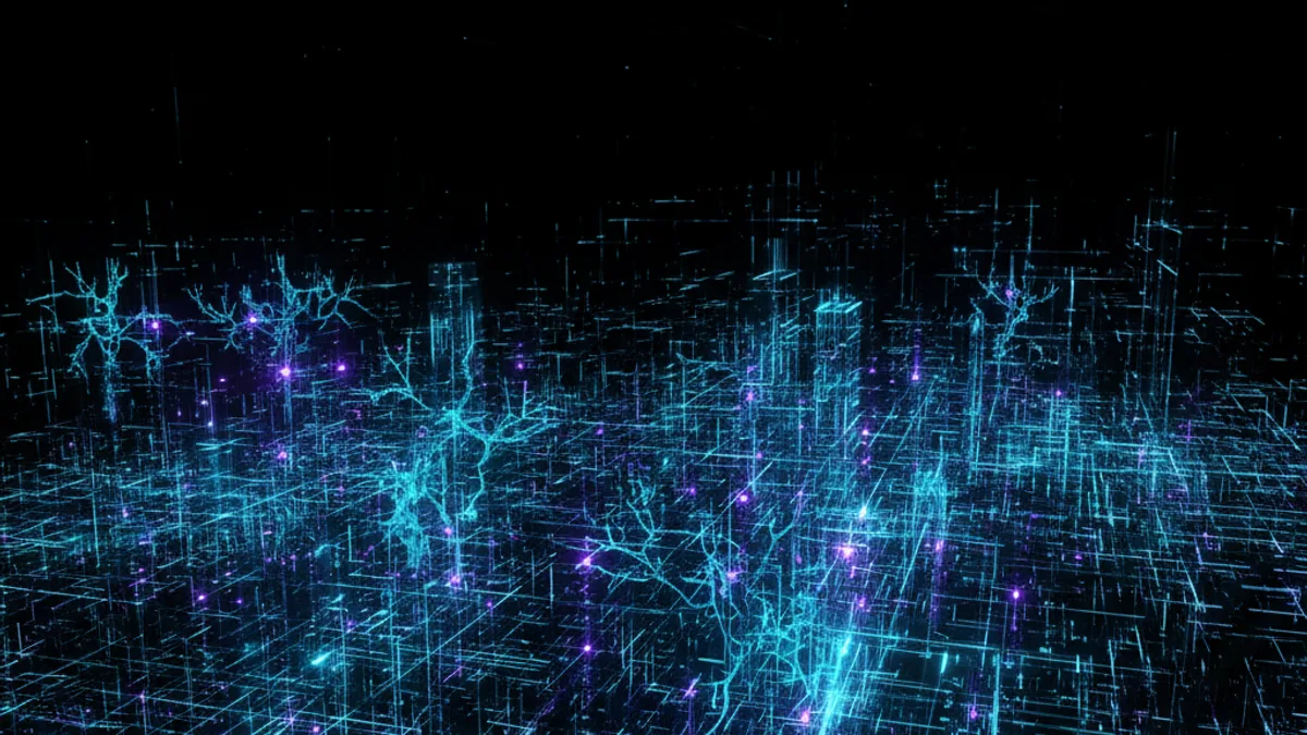 Abstract dark visualisation representing AI in Construction in Northern Ireland