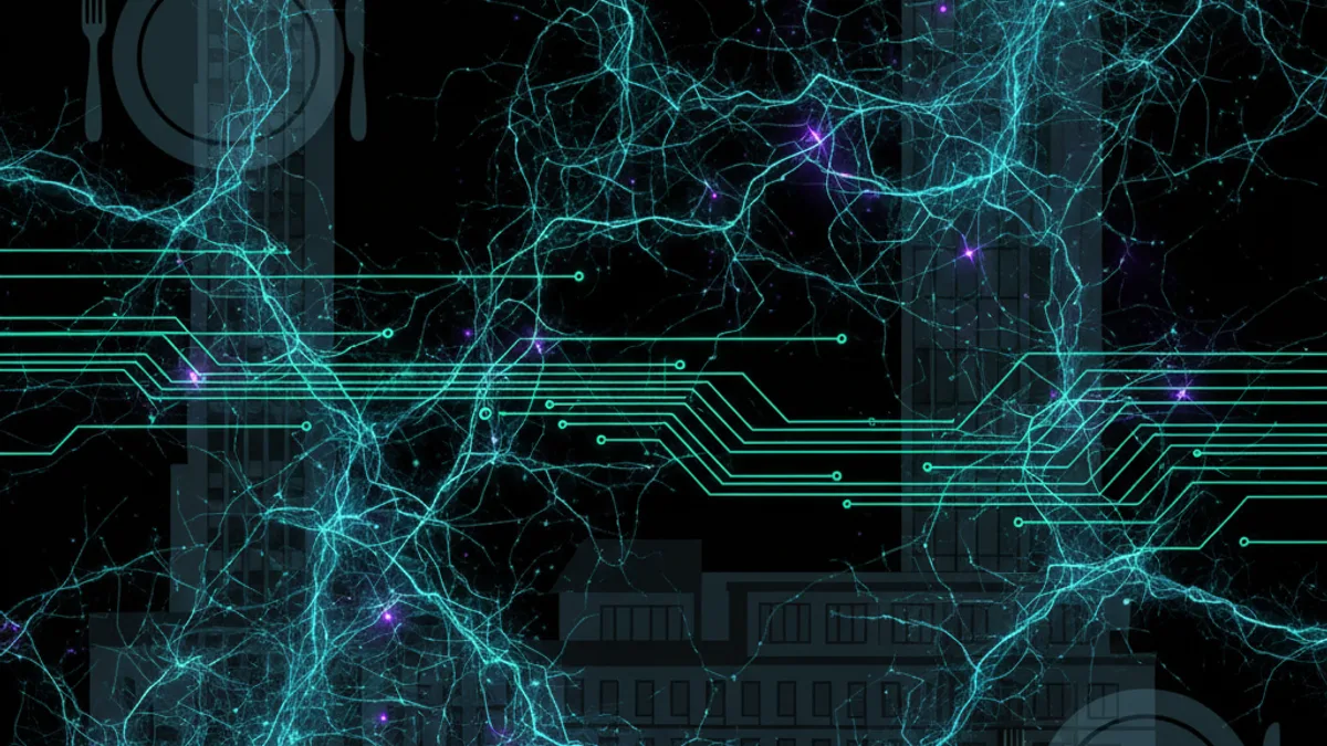Abstract dark visualisation representing AI in Hospitality and Tourism in Northern Ireland
