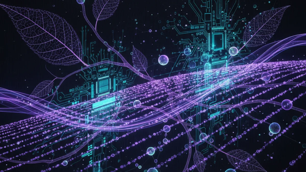Abstract dark visualisation representing AI in Agriculture in Northern Ireland