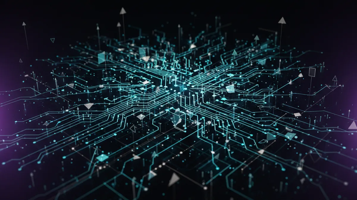Abstract dark visualisation representing AI in Financial Services in Northern Ireland