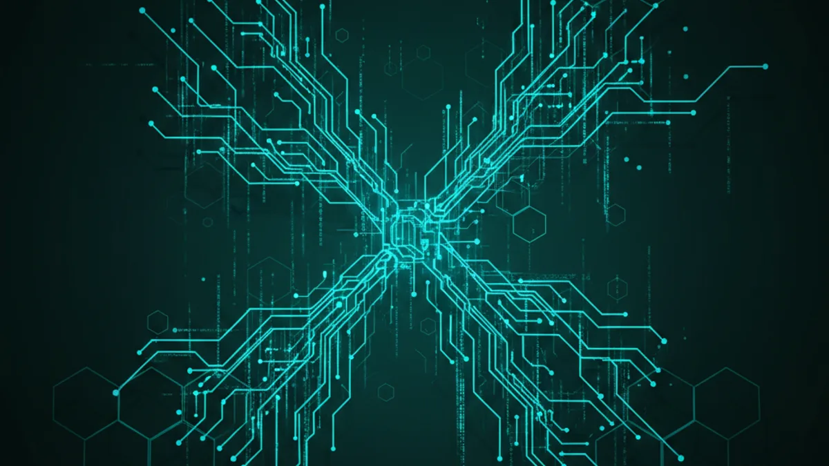 Abstract dark visualisation representing AI in Legal Services in Northern Ireland